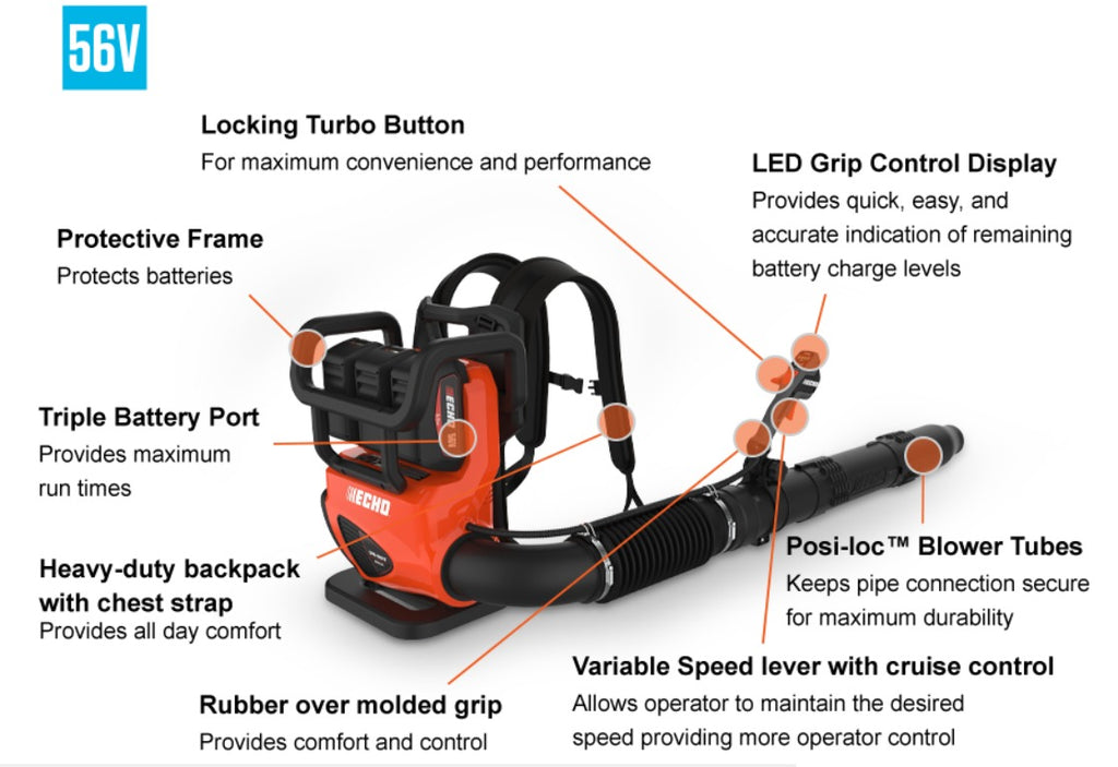 Battery Powered Backpack Echo Blower DPB-5800T 795 CFM